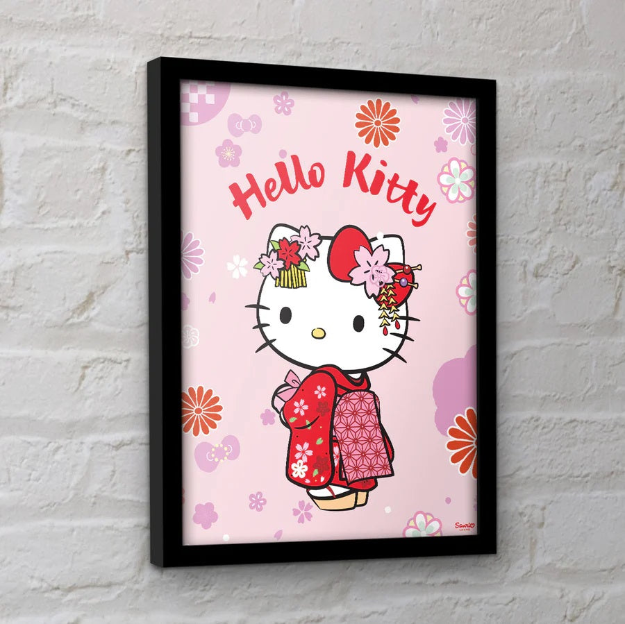 Hello Kitty - Kimono - Kehystetty taidejuliste