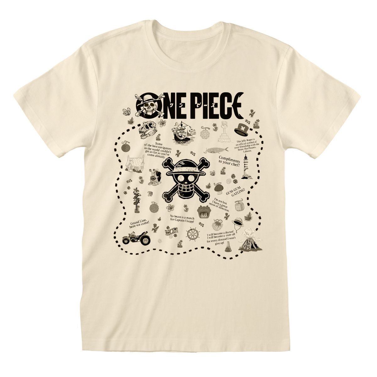 One Piece - Treasure Map - T-paita