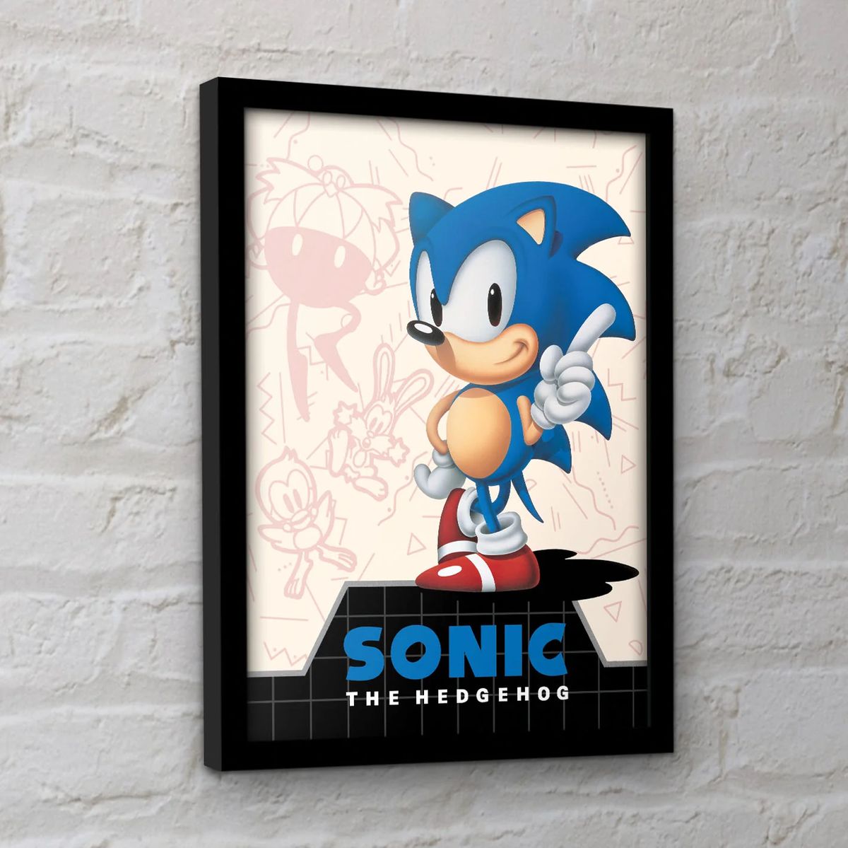 Sonic - Mega Drive Cover - Kehystetty taidejuliste
