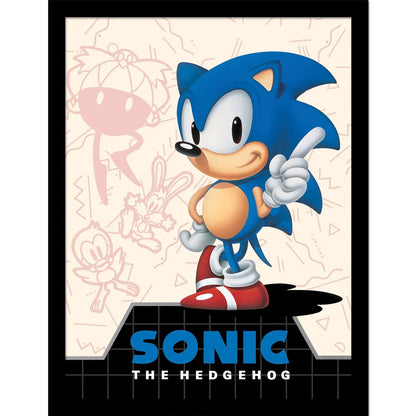 Sonic - Mega Drive Cover - Kehystetty taidejuliste