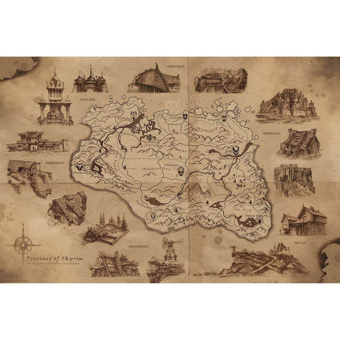 Skyrim - Illustrated Map - Juliste