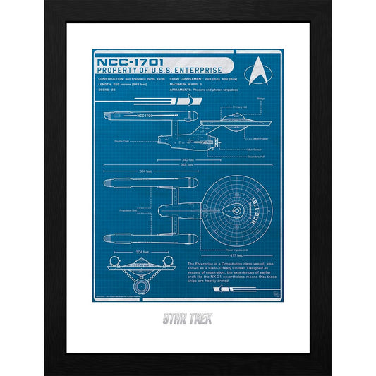 Star Trek - USS Enterprises Plan - Kehystetty taidejuliste