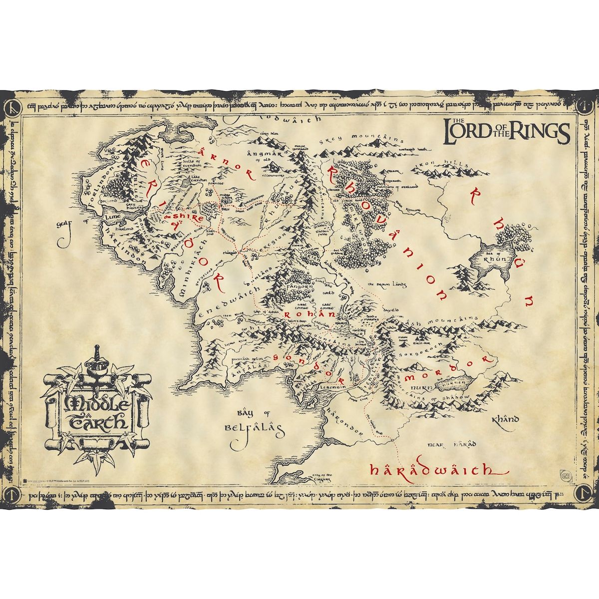 Lord of the Rings - Middle Earth - Parchment Poster