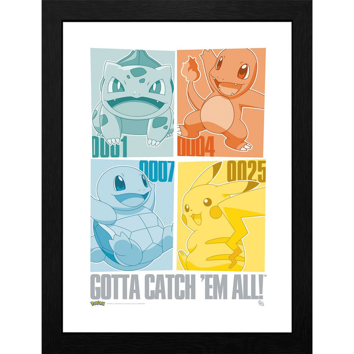 Pokémon - Pikachu & Kanto Starters - Kehystetty taidejuliste