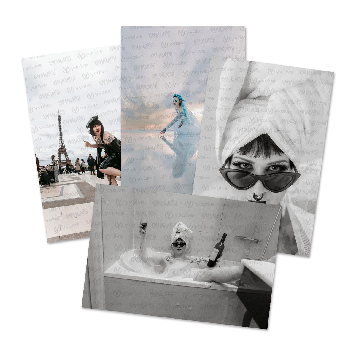 Pahalapsi - art print -julistesetti (4 kpl) - Jääprinsessa, Kylpy, Pariisi ja Viini (30x40cm, 140g, matta)