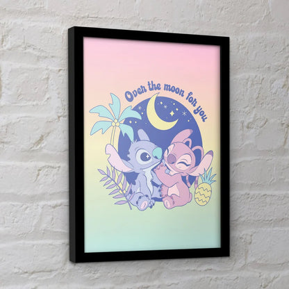 Lilo and Stitch - Over the Moon - Kehystetty taidejuliste