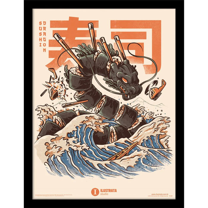 Ilustrata - The Great Sushi Dragon - Kehystetty taidejuliste