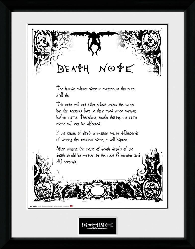 Death Note - Rules - Kehystetty taidejuliste