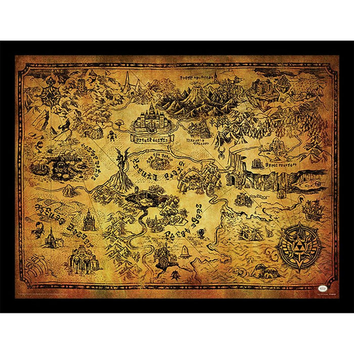 The Legend of Zelda - Hyrule Map - Kehystetty taidejuliste