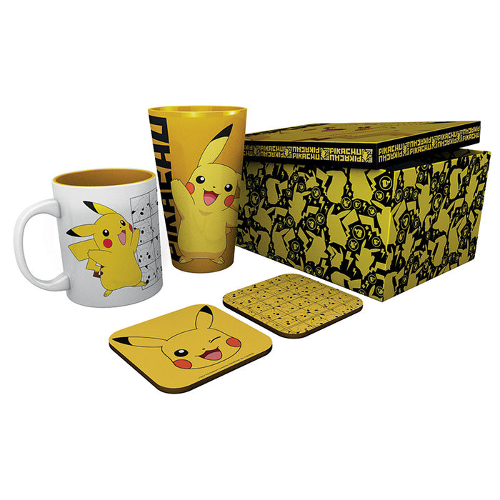 Pokémon - Pikachu - Lahjasetti (muki, lasi & lasinaluset)